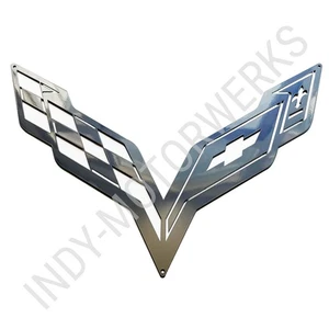 C7 CORVETTE CROSSED FLAG FINISHED IN PCHROME WALL EMBLEM  24" x  15" CROSS FLAG - Bild 1 von 7
