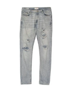 Pantalones de mezclilla ajustados desgastados Jack & Jones para hombre Liam W32 L32 azul algodón YR14 - Imagen 1 de 4