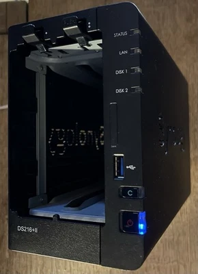Synology DS216+II NAS No Drives or Cover/Trays - Cleaned Tested and Working Good - Image 1 of 4