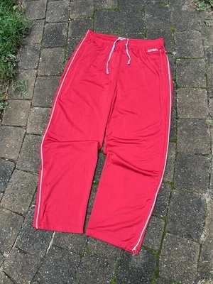 Pantalones deportivos vintage Y2K antiguos azul marino rojo blanco a rayas holgados pierna ancha talla XL Foto 1 de 4
