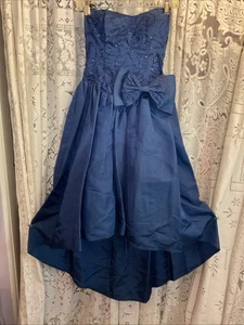 Jessica McClintock Gunne Sax Vintage Kleid 80er, Blau, High Low Saum, 5/6 - Bild 1 von 12