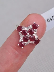 BURMESE RUBY CERTIFIED HEAT ONLY 2.3cts WITH ZIRCON SCINTILLATING ST.SILVER RING - Picture 1 of 24
