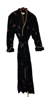 Bata de té de diamante, Saks Fifth Ave terciopelo camisón ropa de salón talla M vintage Foto 1 de 4