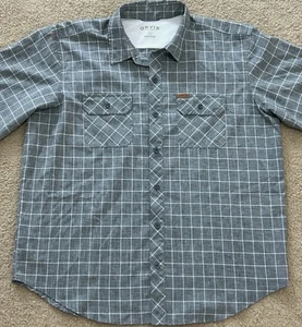 Orvis Windowpane Plaid Performance Button Up Dual Pocket Tech Shirt Size XL Gray - Picture 1 of 8