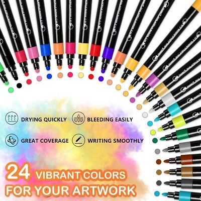 SINOMUND 24X Acrylstifte Marker Bunte Farben Dual Spitze großartige für DIY-Kunst