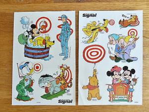 2 VINTAGE SHEETS OF WALT DISNEY STICKERS SIGNAL TOOTHPASTE