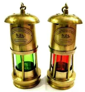 Lámpara de Minero Náutico Lámpara de Aceite Colgante Latón Barco Marítimo Linterna de Aceite 2 Piezas - Imagen 1 de 4