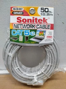 Sonitek 50 piedi grigio placcato oro contatti rame CAT-5E cavo di rete computer - Foto 1 di 5