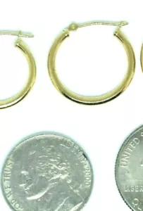 Par de pendientes de aro de oro amarillo de 10 quilates 2 x 20 mm - par - caja de regalo - ¡envío gratuito! - Imagen 1 de 2