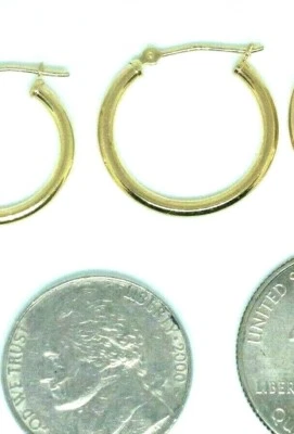 Par de pendientes de aro de oro amarillo de 10 quilates 2 X 20 mm - PAR - Caja de regalo - ¡ENVÍO GRATUITO! Foto 1 de 2