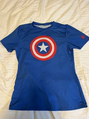 Under Armour Marvel Captain America - Heat Gear Fitted Shirt Size Youth XL - Image 1 of 3