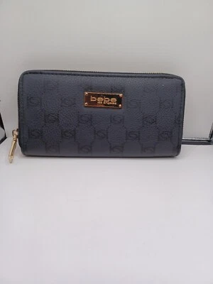 Бумажник с черной монограммой BEBE, милый бумажник с золотой фурнитурой - Изображение 1 из 4