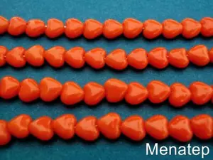 50 6x6 mm Tschechische Glas Herz Perlen: Undurchsichtig Orange - Bild 1 von 1