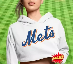 Mets Cropped Hoodie, Women's Baseball Hoodie, Ladies Sportswear 2024 - Picture 1 of 4