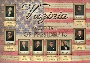 Virginia Mother of Presidents, Washington, Jefferson, Madison, etc. --- Postcard - Picture 1 of 2