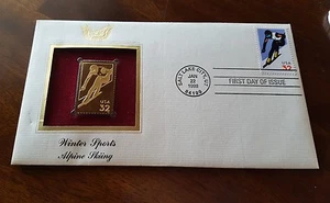 22KT 1998 AUTHORIZED GOLD STAMP REPLICA ◇ U.S.  WINTER SPORTS ALPINE SKIING  - Picture 1 of 2