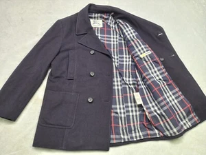 Vintage Burberry Jacket Coat Wool Cashmere Double Breasted Nova Check Kids 12y - Picture 1 of 18