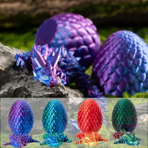 3D Printed Dragon Egg Crystal Full Articulated Dragon Fidget Toys Dragon in Egg - Picture 1 of 25