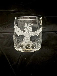 Vase Perry Coyle Kachina Eagle Dress Dancer Etched Glass Crystal - Picture 1 of 5