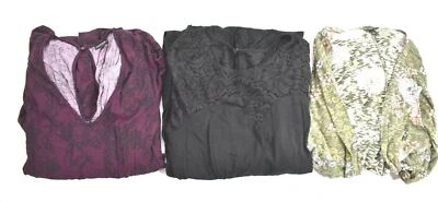 Lote De 3 Mono Cárdigan Tórrido Para Mujer Cuello Redondo Pierna Recta Frente Abierto 3 Foto 1 de 4