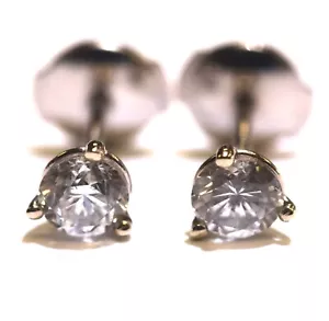Neu 14k Weißgold 0,68ct SI2 I Fancy 3 Krappen Runde Diamant Ohrstecker 1,0G - Bild 1 von 7