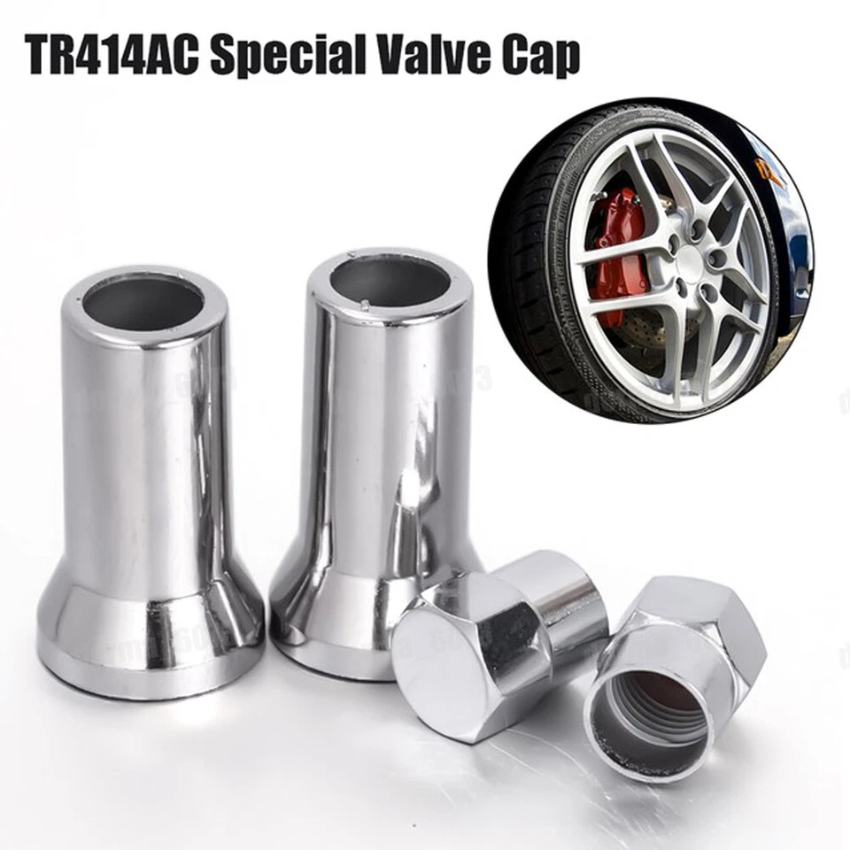 10Pcs TR414 Silver Chrome Car Tyre Wheel Tire Valve Stem Hex Cap & Sleeve Covers - Image 1 of 4