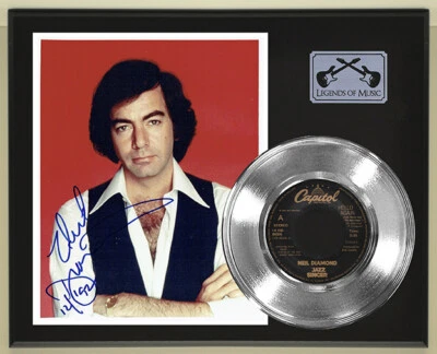Neil Diamond "Jazz Singer" Reproduction Signed Silver Record Display Wood Plaque - Image 1 of 4