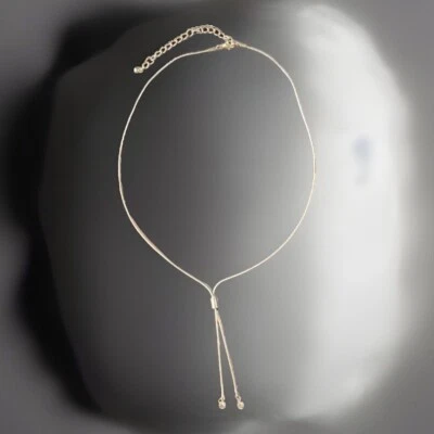 Cadena Tono Plata Bolero Lariat Ajustable Collar Estrás Cuelga Foto 1 de 4