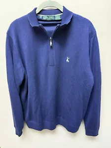 Bobby Jones Signature Merino Wool Mock Neck 1/4 Zip In Marina Blue Sz L - Picture 1 of 9