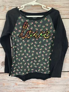 Suéter ""Amor"" negro lentejuelas florales para niñas The Children's Place talla S 5/6 - Imagen 1 de 2