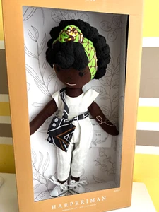 New HarperIman Yumi 14'' Plush Handmade Linen Doll Black Hair African Cute - Bild 1 von 9