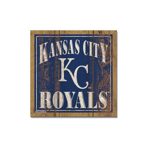 LOT OF TWO (2) KANSAS CITY ROYALS (3" X 3") DISTRESSED LOOK, WOODEN MAGNETS Cover