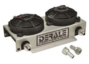 DERALE DER15840 Hyper-Cool Dual Cool Remote Transmission Cooler & Fan -8AN Black - Picture 1 of 4