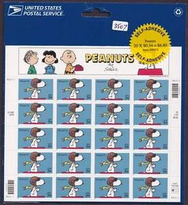 Scott #3507 Peanuts (Charlie Brown, Snoopy) Sheet of 20 Stamps - Sealed Blue - Picture 1 of 2