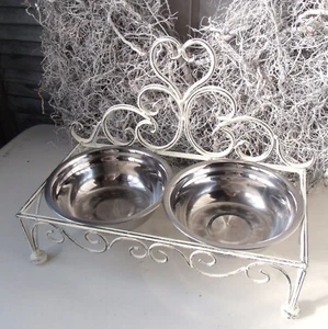 Tiernapf SHABBY Hundenapf Metall Doppelnapf Fressnapf Nostalgie - Bild 1 von 3