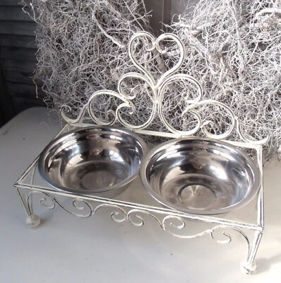 Tiernapf SHABBY Hundenapf Metall Doppelnapf Fressnapf Nostalgie - Bild 1 von 3