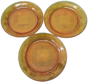Vintage Set of 3 Vereco Duralex Ondine France Amber Glass Bread Plate 18.cm MCM - Picture 1 of 6