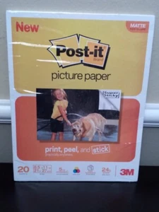 3M Post-it Picture Paper = MATTE Non-Glare 20 Sheets = Print Peel & STICK New - Picture 1 of 1