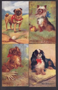 Animals Dogs 'Pet Dogs' Tuck's Oilette #9639 set 6 + envelope artist Drummond - Picture 1 of 4