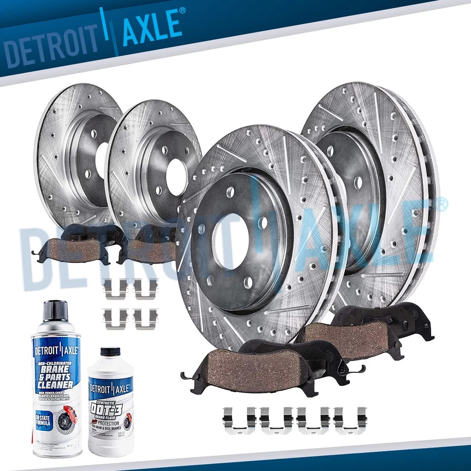 277mm Front & 266mm Rear Drilled Rotor Ceramic Brake Pad for 90-96 Subaru Legacy - Image 1 of 4