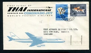 SINGAPORE (S1025) 1962 cover FIRST FLIGHT THAI CORONADO JET to THAILAND - Picture 1 of 2