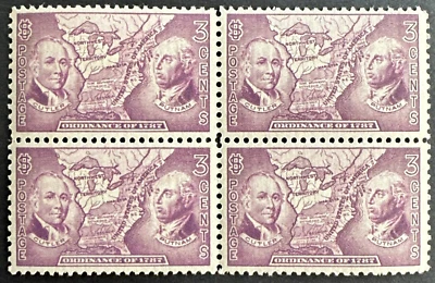US 1937 Sc# 795 Block 4 MNH OG NW Territory Manasseh Cutler & Rutas Putnam - Image 1 of 2