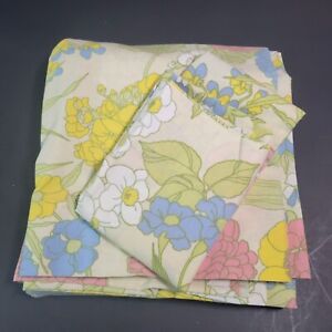 Vtg 70s~Cannon Monticello Muslin~Floral~Full Flat Sheet & Pillowcase~Wildflower 