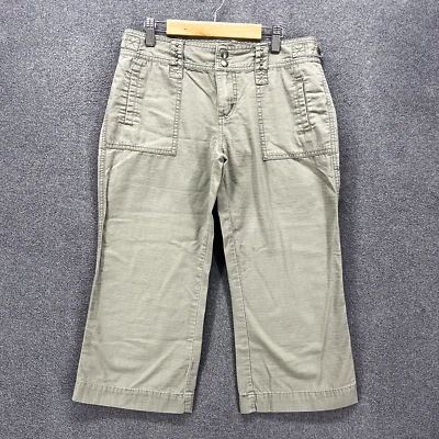 SO real so right 裤子女式 5 灰色绿色棉质七分卡普里口袋 — 第 1/4 张图片