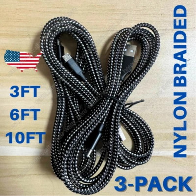 PACK de 3 cables de datos de carga rápida micro USB de alta resistencia para Samsung Android LG Foto 1 de 4