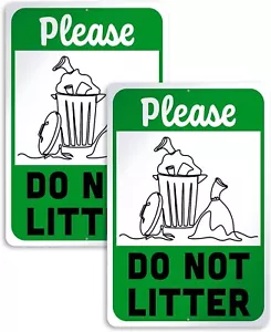 2 PC Please Do Not Litter Signs, 10x7, Aluminum - Picture 1 of 8
