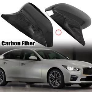 Real Carbon Fiber M Style Side Mirror Cover Caps For Infiniti Q50 Q60 Q70 QX30 - Foto 1 di 13