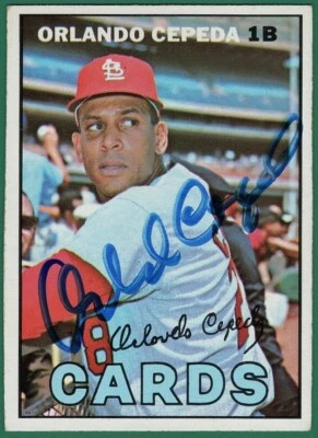 SHARP AUTO! 1967 Topps Orlando Cepeda Signed Baseball Photo Card JSA Auction LOA - Image 1 of 4