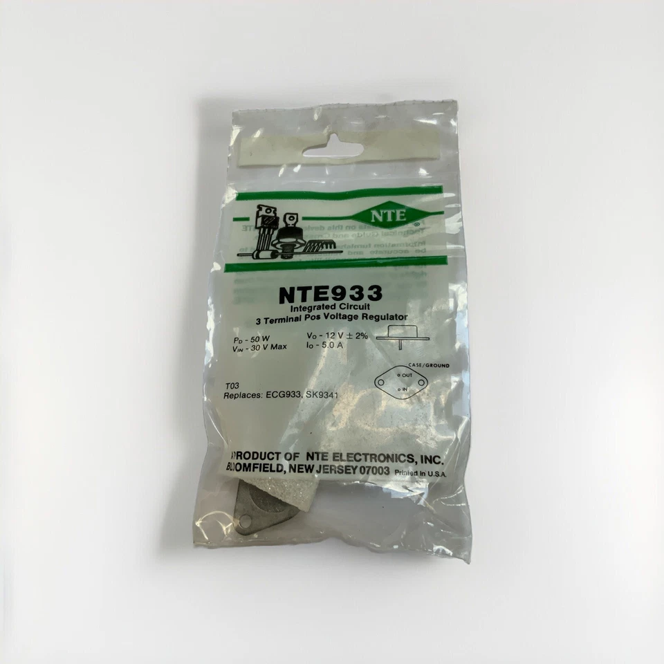 NTE933 IC 3 Terminal Positive Voltage Regulator TO3 ECG933 SK9341 - Image 1 of 1