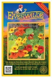 25 Jewel Mixed Nasturtium Wildflower Seeds - Everwilde Farms Mylar Seed Packet - Picture 1 of 3